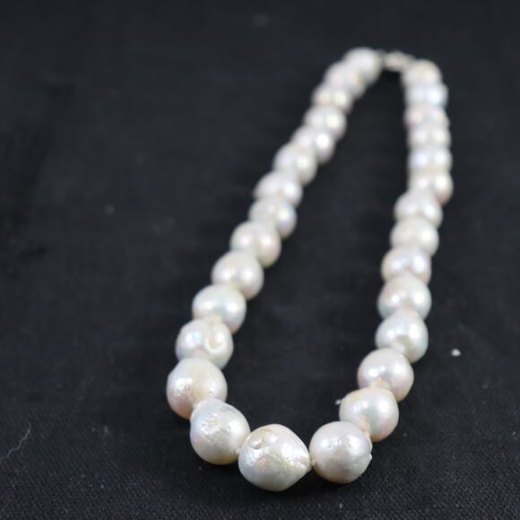 Genuine Baroque Pearl Necklace 20" with Sterling Silver Clasp - Picture 2 of 5